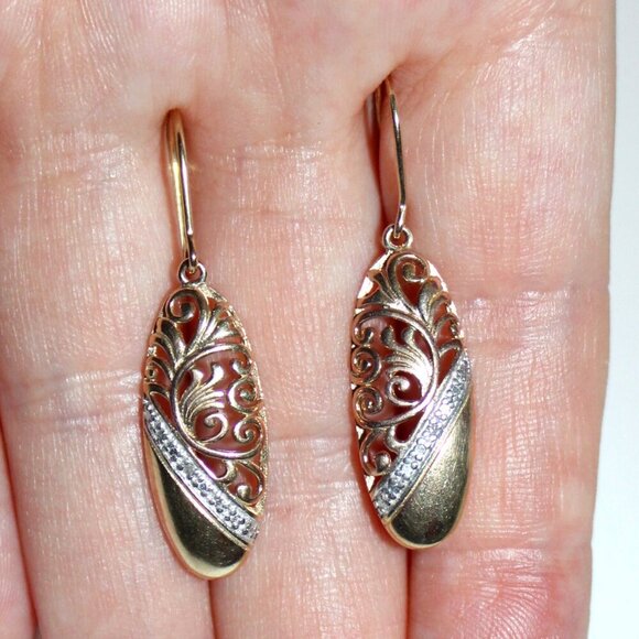 Sterling Silver Goldtone Filigree Earrings - Picture 5 of 5